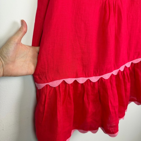 NWT Tuckernuck Hibiscus Red Linen Bella Dress Size S - Picture 8 of 16
